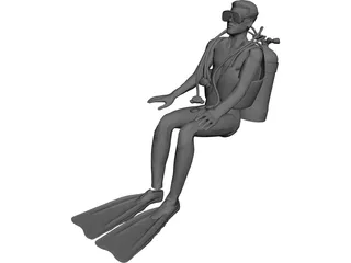 Scuba Diver 3D Model preview
