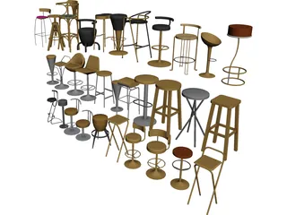 Bar Chairs Collection 3D Model preview