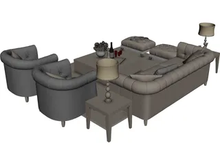 Retro Sofa 3D Model preview