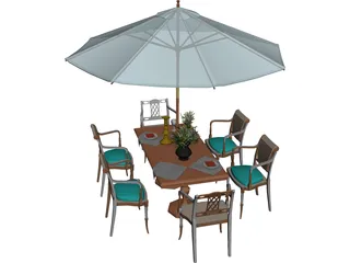 Chairs and Table Garden 3D Model preview