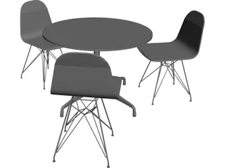Eames Seatings and Table 3D Model preview