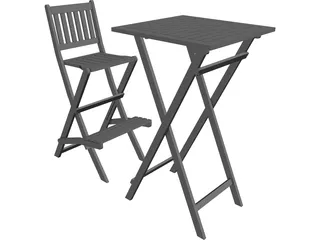 Bar Chair and Table 3D Model preview