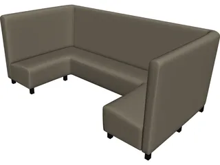 Booth Restuarant Square 3D Model preview