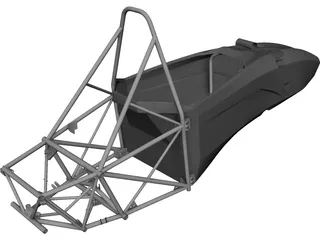 Formula SAE Monocoque and Frame 3D Model preview