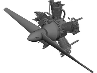 Motor Radial Engine 3D Model preview