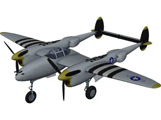 Lockheed P-38 Lightning 3D Model preview