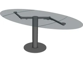 Oval Glass Table 3D Model preview