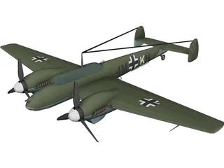 Messerschmitt BF-110 Winter Camo 3D Model preview