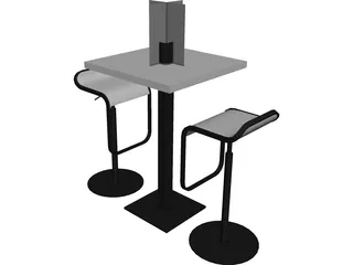 Barstool with Table 3D Model preview