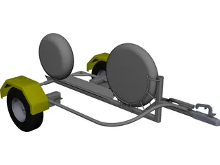Collapsible Motorcycle Trailer 3D Model preview