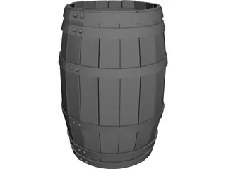 Wooden Barrel with Lids 3D Model preview