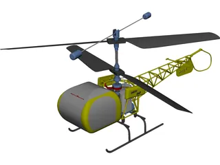 RC Helicopter Bell 47g 3D Model preview