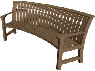 Curved Bench 3D Model preview