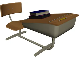 School Desk 3D Model preview