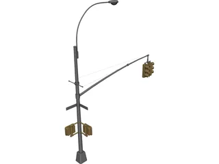 NYC Street Traffic Light 3D Model preview