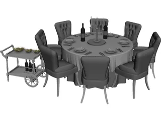 Kitchen Table with Chairs 3D Model preview