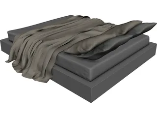 Queen Size Twin Bed 3D Model preview