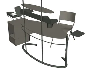 Computer Desk Set 3D Model preview