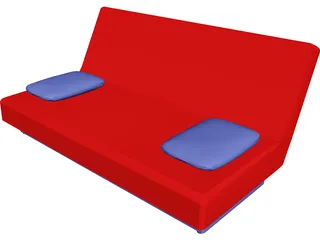 Sofa with Two Pillows 3D Model preview