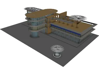 Modern Glass Building 3D Model preview