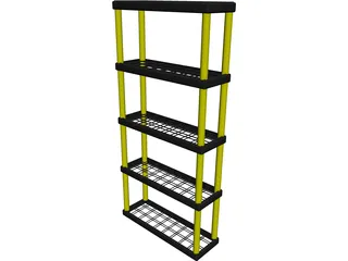 Plastic Shelf Unit 3D Model preview