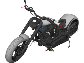 Custom Chopper Motorcycle 3D Model preview