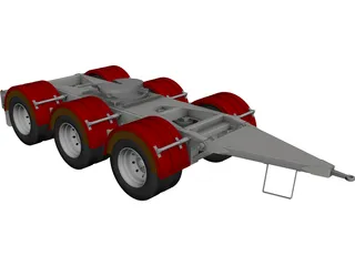 Tri-Axle Dolly 1540 Axle Centers 3D Model preview