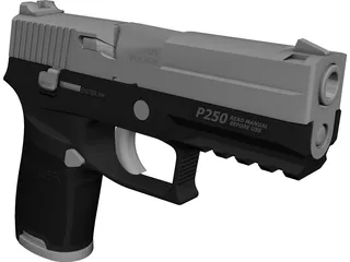 Sig Sauer P250 9mm Handgun 3D Model preview