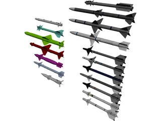 Aerial Launched Missiles Pack 3D Model preview