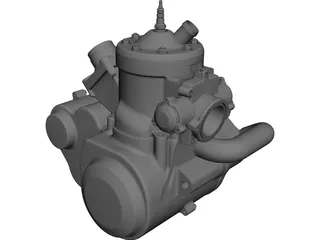Two Stroke Motorbike Engine 500cc 3D Model preview