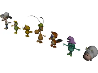 Cartoon Characters Collection 3D Model preview