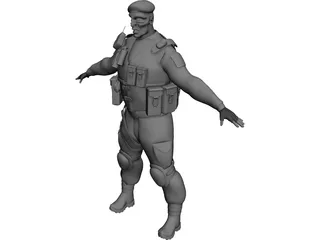 Soldier Black Beret 3D Model preview