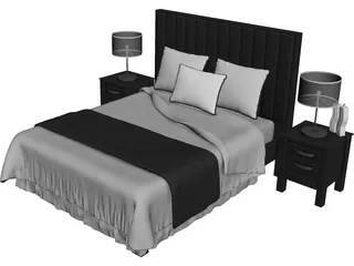 Double Bed 3D Model preview