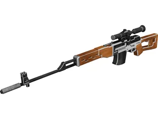 SVD Dragunov Sniper Rifle 3D Model preview