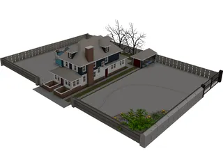 Two-Bedroom House 3D Model preview