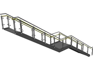 Stair with Glass Rail 3D Model preview