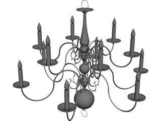 Colonial Chandelier 3D Model preview