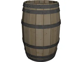 Wooden Barrel 3D Model preview