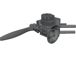 SuperTigre 2000 25cc RC Engine 3D Model preview