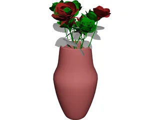 Roses in Vase 3D Model preview