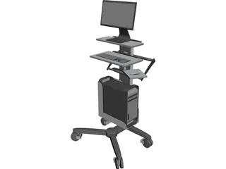 Mobile Computer Cart 3D Model preview