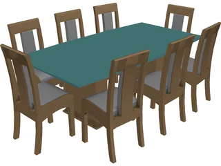 Dining Table and Chairs 3D Model preview