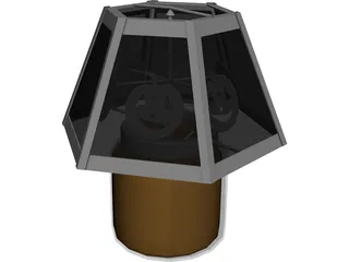 Glass Jar Candle with Halloween Decoration 3D Model preview