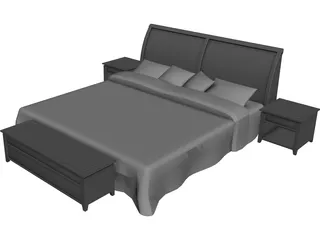 Double Bed 3D Model preview