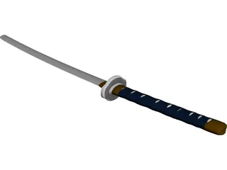 Short Katana Sword 3D Model preview
