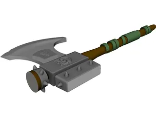 Medieval Battle Axe Handle 3D Model preview