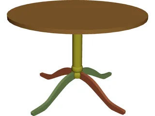 Wooden Round End Table 3D Model preview