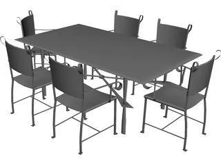 Table with Chairs 3D Model preview