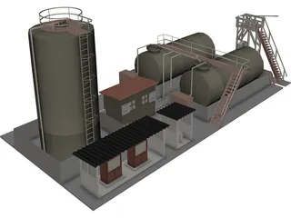 Petroleum Refinery 3D Model preview