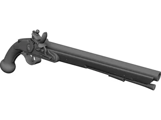Flintlock Holster Pistol C 1760 3D Model preview